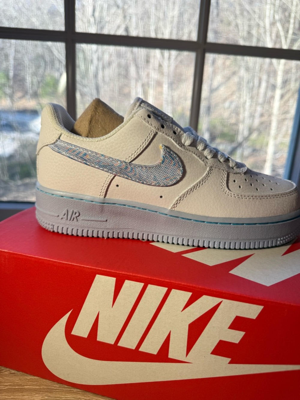 Nike Air Force 1 "Hydrogen Blue" with Psychedelic Swooshes - Picture 4 of 9